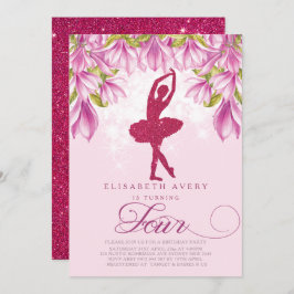 Invitation Parties scintillant rose Ballerina Anniversaire