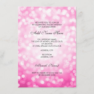 Invitation Parties scintillant rose Bat mitzvah