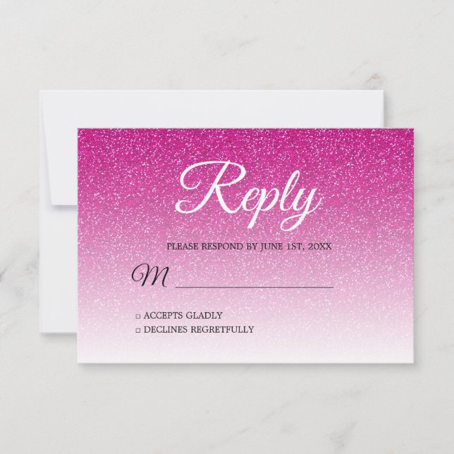 Invitation Parties scintillant rose chaud chic Ombre RSVP (Devant)