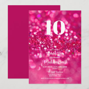 Invitation Parties scintillant rose chaud Glam 10e anniversai