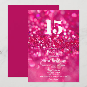 Invitation Parties scintillant rose chaud Glam 15e anniversai