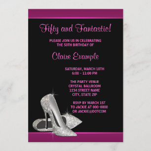 Invitation Parties scintillant rose chaud talons hauts femmes