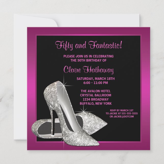 Invitation Parties scintillant rose chaud talons hauts femmes (Devant)