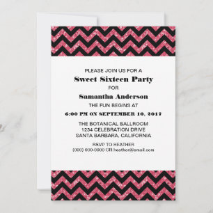 Invitation Parties scintillant rose Chevron Sweet 16 Invitati