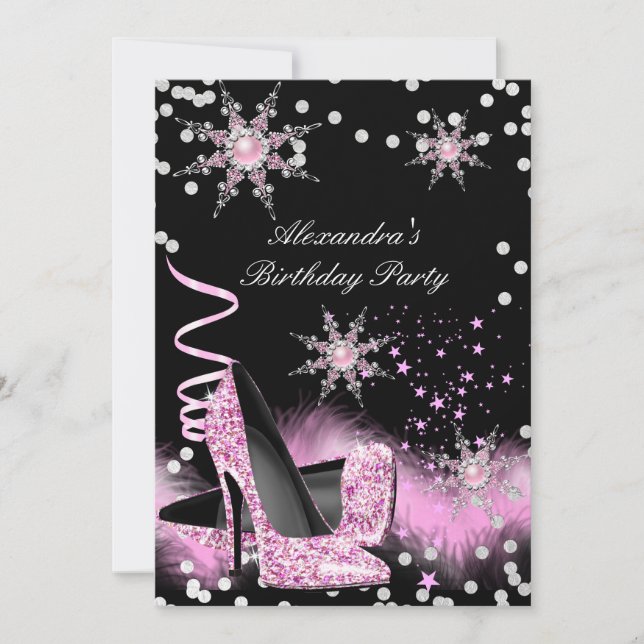 Invitation Parties scintillant rose clair talons hauts Annive (Devant)