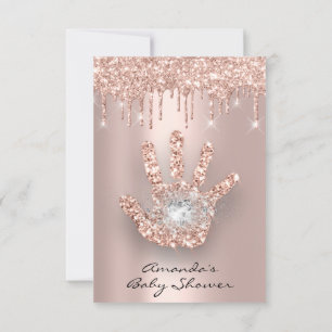 Invitation Parties scintillant Rose  Coeur Baby shower main