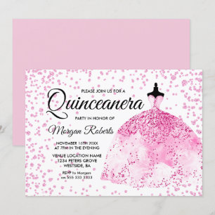 Invitation Parties scintillant rose Confetti robe Quinceanera
