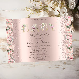 Invitation Parties scintillant rose Confetti Rose Baby shower
