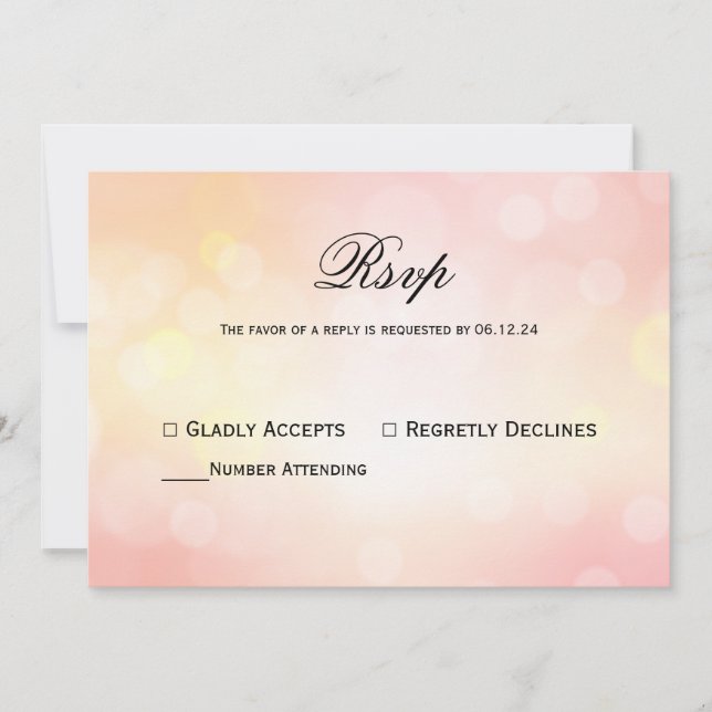 Invitation Parties scintillant rose de luxe Bokeh Light Maria (Devant)