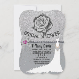 Invitation Parties scintillant, Rose, Diamants & Bow Fête des