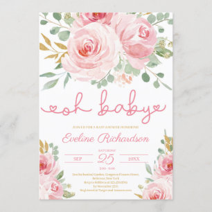 Invitation Parties scintillant rose douce et or  oh baby show