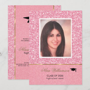 Invitation Parties scintillant rose éclatante - Graduation
