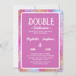 Invitation Parties scintillant rose élégant Double Anniversai