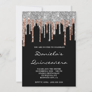 Invitation Parties scintillant Rose en argent  en or Drives B