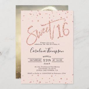 Invitation parties scintillant Rose en or confetti blush Swee