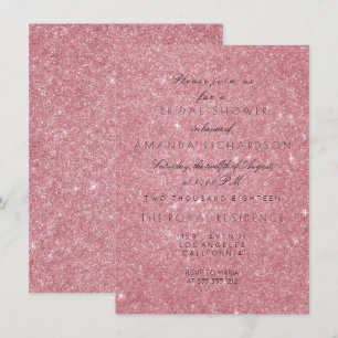 Invitation Parties scintillant rose en poudre Fête des mariée
