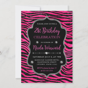 Invitation Parties scintillant rose et noire Tiger Stripes 21