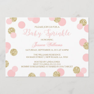 Invitation Parties scintillant rose et or Baby Sprinkle Invit