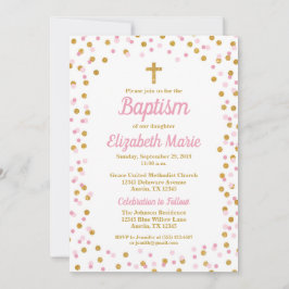 Invitation Parties scintillant rose et or Confetti Baptême In
