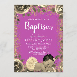 Invitation Parties scintillant rose et or étincelle fille Inv
