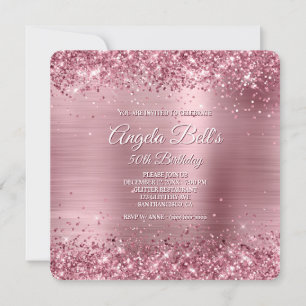Invitation Parties scintillant rose étincelante Brossé Phuile