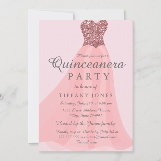 Invitation Parties scintillant rose étincelante Gown Quincean (Devant)