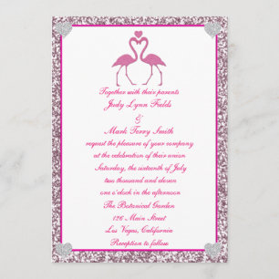 Invitation Parties scintillant rose Faux Flamant rose Faire-p