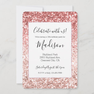 Invitation Parties scintillant rose fille