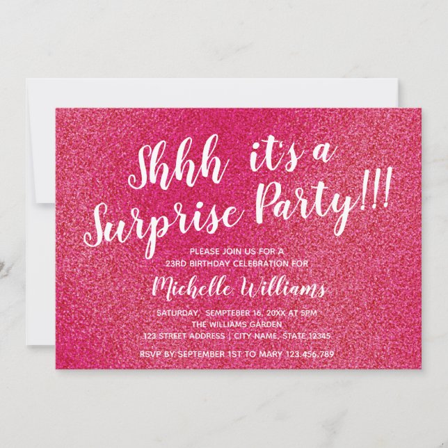Invitation Parties scintillant rose fille| Anniversaire de la (Devant)
