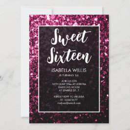 Invitation Parties scintillant rose foncé brillant Sweet 16 é