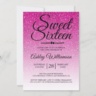 Invitation Parties scintillant rose glamour Ombre Sweet 16 An