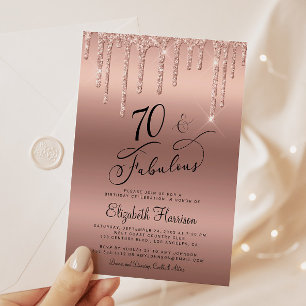 Invitation Parties scintillant Rose Gold 70th Birthday Party
