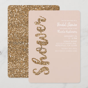 Invitation Parties scintillant Rose Gold Blush Glam Fête des 