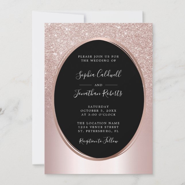 Invitation Parties scintillant rose Gold Blush tout en un Mar (Devant)