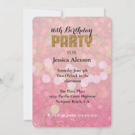 Invitation Parties scintillant Rose Gold Bokeh