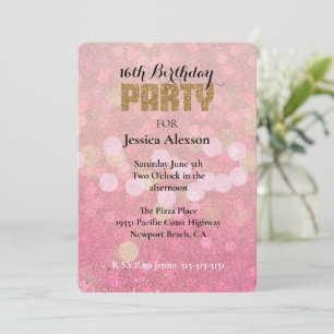 Invitation Parties scintillant Rose Gold Bokeh