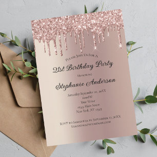 Invitation Parties scintillant rose Gold Dripping tendance 21