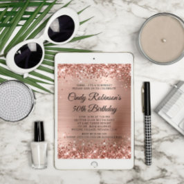 Invitation Parties scintillant Rose Gold Foil Surprise 50e an