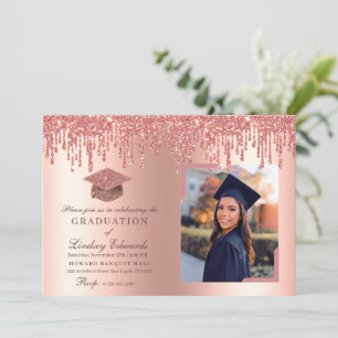Invitation Parties scintillant  Rose Gold Graduation Photo