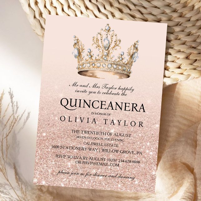 Invitation Parties scintillant rose Gold Quinceanera 15e anni (Créateur téléchargé)