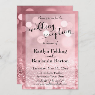 Invitation Parties scintillant rose Gold Rose Bokeh Réception