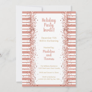 Invitation Parties scintillant rose Gold Stripes Fête