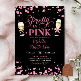 Invitation Parties scintillant rose jolie en rose adulte fête