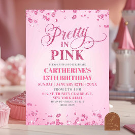 Invitation Parties scintillant rose jolie en rose fête d'anni