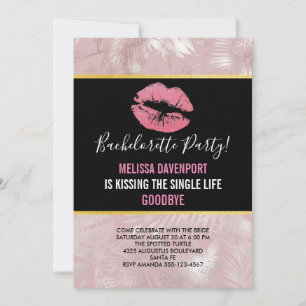 Invitation Parties scintillant rose lèvres et Rose Gold Tropi