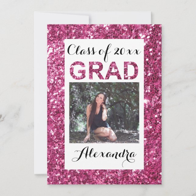 Invitation Parties scintillant rose-Look 1 Diplôme photo (Devant)