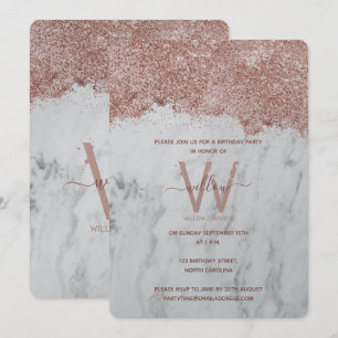 Invitation Parties scintillant rose Marbre blanc or Toute ann