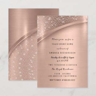 Invitation Parties scintillant rose métal or Douce nuptiale 1