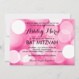 Invitation Parties scintillant rose moderne Bat mitzvah