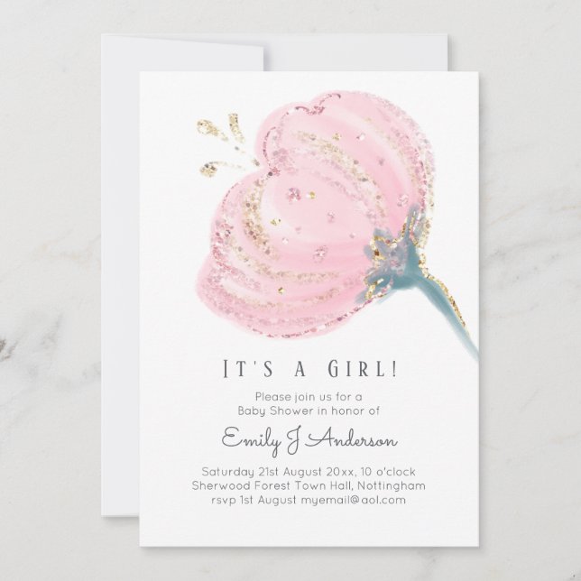 Invitation Parties scintillant Rose moderne C'Est Un Baby sho (Devant)